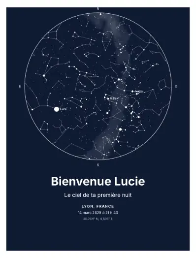 Carte du ciel personnalisée : feuille d'exemple